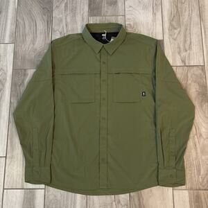 Rei Co Op Mens Nylon Collar Long Sleeve Button Down Shirt Green Sz L Hiking NWT